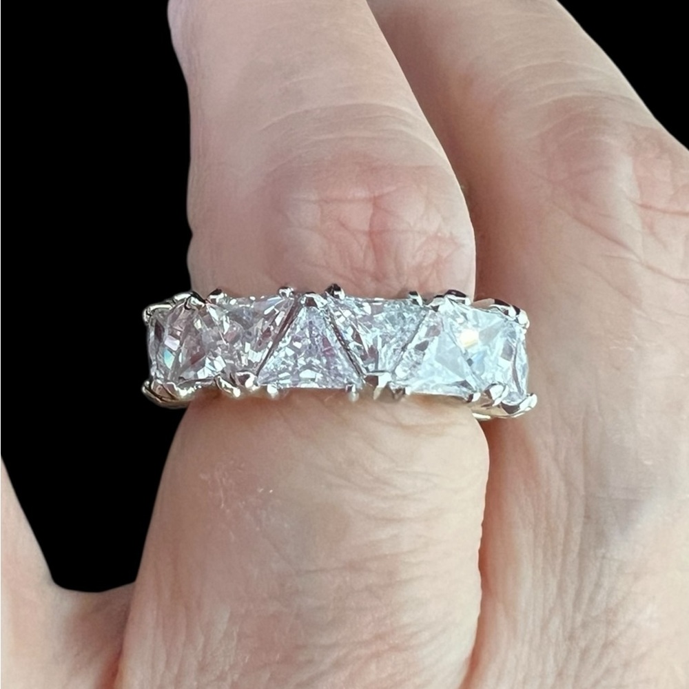 Infinity Ring Silver Plated, Shiny Large Clear Cz - image 3